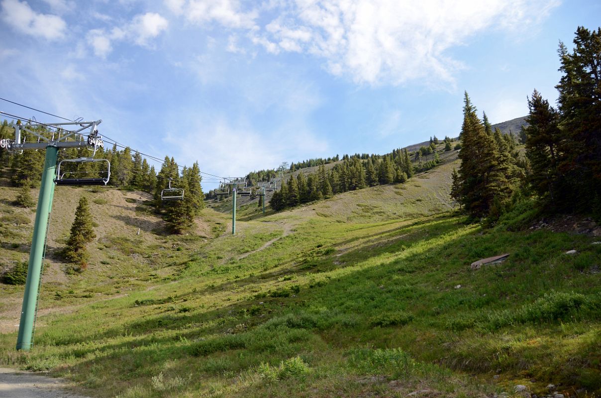 06 Looking Up At Top Of The World Chairlift At Lake Louise Ski Area From Top Of Gondola In Summer